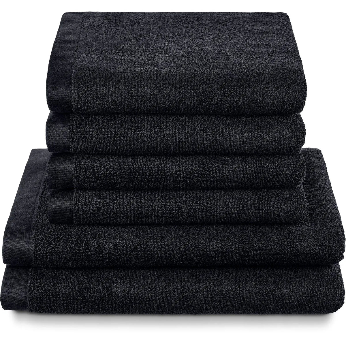 6er Set Deep Black 2x Duschtuch + 4x Handtuch