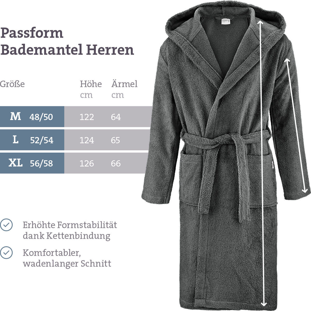 Bademantel Herren Anthrazit