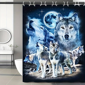 Shower curtain (wolf motif) 