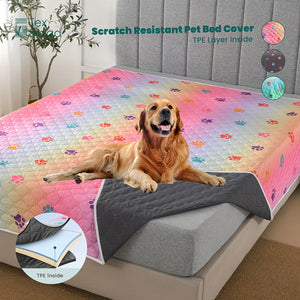Waterproof bedspread / throw with reverse (paw motifs)