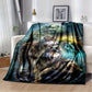 Flauschige Kuscheldecken Flanell / Tagesdecken diverse Tiermotive (Hund, Wolf, etc)